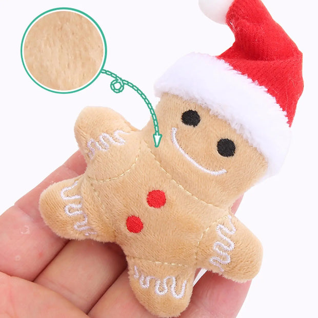 Joyful Gingerbread Plush Catnip Teething Toy for Pets Fun