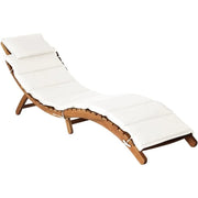 Modern Cream White Sun Loungers with Cushions – Foldable Solid Acacia Hardwood for Outdoor