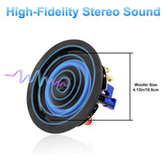 Herdio 4 Inch Ceiling Mounted Waterproof Speaker for Bathroom Kitchen Living Room and Office - My Variety Superstore 25