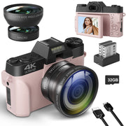 Compact Digital Photography Camera 4K WIFI Webcam Retro Vlog Recorder YouTube 64MP Camcorder 3 Inch Flip Screen Wide Angle Lens - My Variety Superstore 25