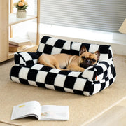 Mewoofun Pet Couch Bed 26×19×13 Inch Washable Cat Beds for Medium Small Dogs Cat up to 25 lbs Fluffy Cat Couch Black White - My Variety Superstore 25