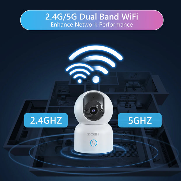 ZOSI 3MP Baby Monitor 2.4G/5G 360° Pan/Tilt Pet Smart Security IP Camera AI Human Tracking 2K HD WiFi Surveillance Cameras - My Variety Superstore 25
