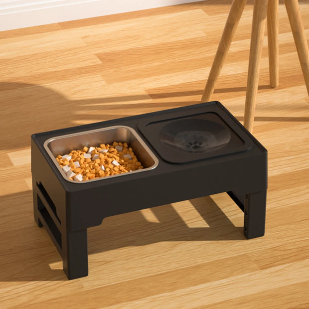 Elevated Dog Food Slow Feeder 4 Adjustable Heights Raised Dog Bowl Stand with Stainless Steel Bowls Anti Slip Dog Water Bowl - My Variety Superstore 25