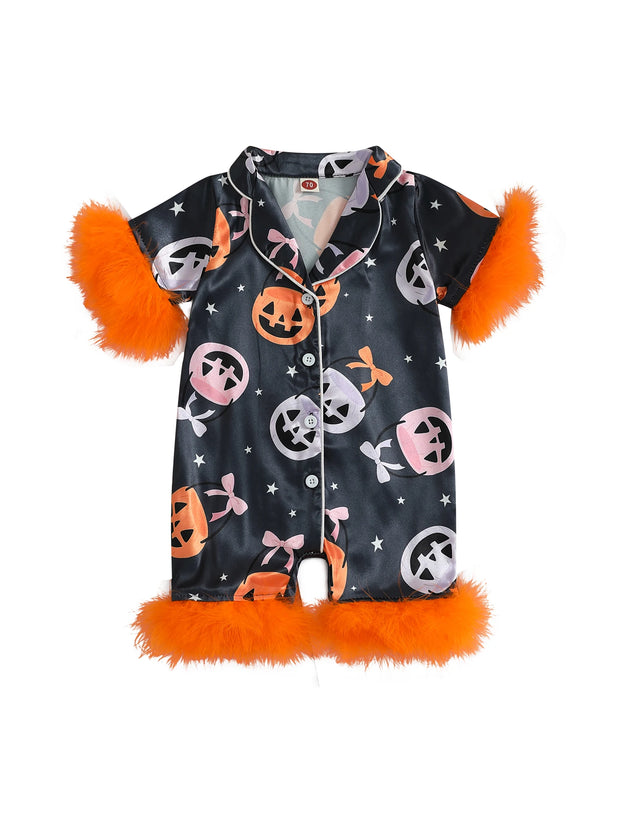 Adorable Fleece Lined Baby Romper With Ghost Hat For Cozy Fun