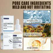 3pcs Lactobionic Acid Pore Shrinking Facial Serum Firming and Moisturizing Blackhead and Acne Cleansing Skin Care Products