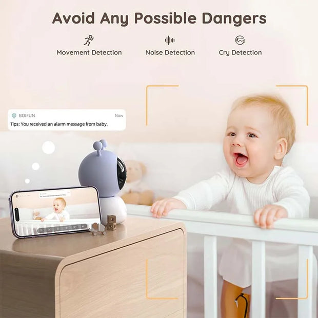BOIFUN 2K 5'' Screen Control Wifi Video Baby Monitor Camera, ,Two-Way Talk, Motion&Crying Detection, Auto Tracking, Night Vision - My Variety Superstore 25