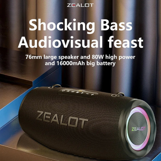 Zealot S87 Outdoor Portable Wireless Bluetooth Speaker 80W High Volume Subwoofer IPX6 Waterproof Camping - My Variety Superstore 25