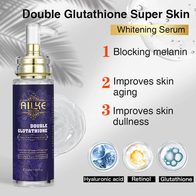 Ailke Hydrating and Brightening Serum for Dark Spots Fine Lines and Wrinkles with Collagen and Glutathione Skin Whitening Serum
