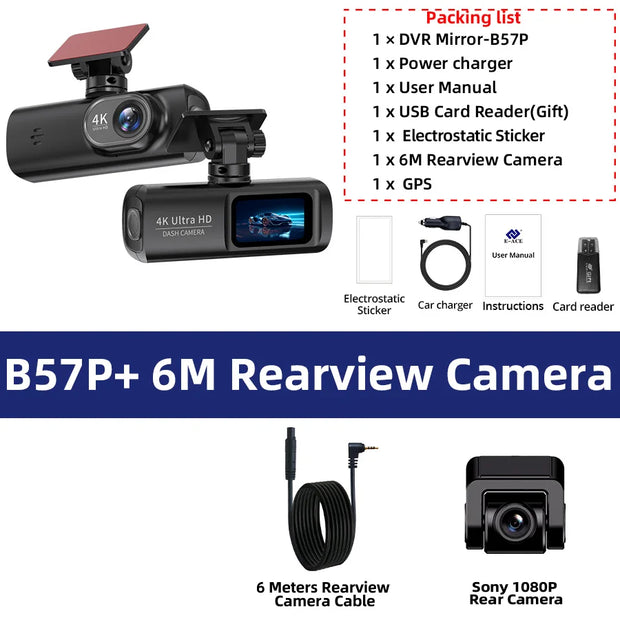 E-ACE UHD 4K Dashcam with GPS WiFi Night Vision 24 Hour Parking Loop Dual Channel Recording 4K Front and 1080P Rear Dual Lens - My Variety Superstore 25