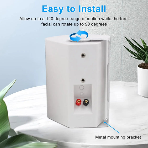Herdio 4PCS 800W 6.5 Inch Outdoor Speakers Wired Waterproof Passive Wall Mount Speakers With Powerful Bass For Home Patio Poolside - My Variety Superstore 25