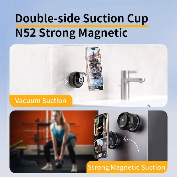 Electric Vacuum Suction Cup Car Phone Holder 360 Degree Rotation Strong Magnetic Foldable Stand for iPhone 12 to 16 Pro Xiaomi Samsung