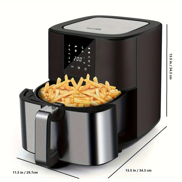 KitCook Large Air Fryer 1500W 7QT Air Fryer Cooker Adjustable Temperature 100 to 400 Degrees Fahrenheit 8 Preset Menu Digital Touch Screen