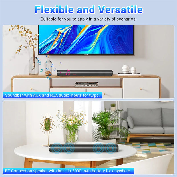 Sound Bar TV Sound System Bluetooth Speaker Wireless Subwoofer Bass Home Theater Rechargeable Lound Portable Speaker - My Variety Superstore 25