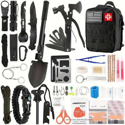 142PCS Outdoor Survival Kit – Multifunctional Emergency, Self-Defense & First Aid