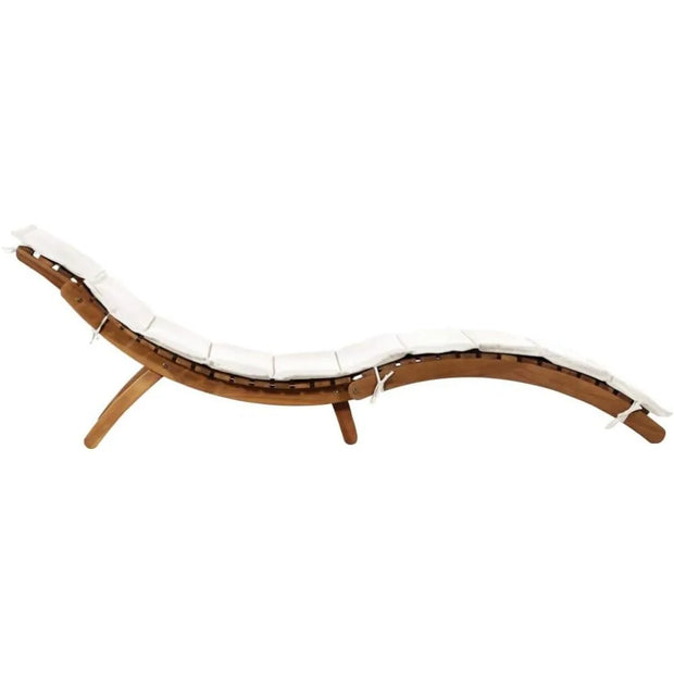 Modern Cream White Sun Loungers with Cushions – Foldable Solid Acacia Hardwood for Outdoor