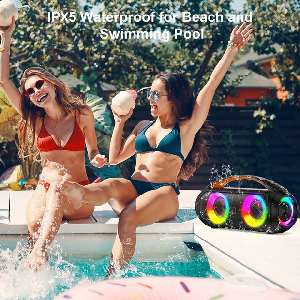 40W Waterproof Bluetooth Speaker Portable Wireless Outdoor Party Boombox Speaker Deep Rich Bass Dazzling LED Light - My Variety Superstore 25