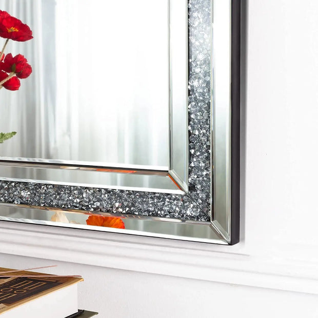 Large Rectangle Venetian Wall Mirror Polished Crush Crystal Diamond Edge 120x60cm for Living Room Hallway - My Variety Superstore 25