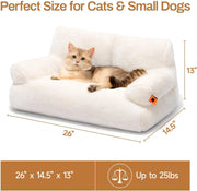 Mewoofun Pet Couch Bed 26×19×13 Inch Washable Cat Beds for Medium Small Dogs Cat up to 25 lbs Fluffy Cat Couch Black White - My Variety Superstore 25