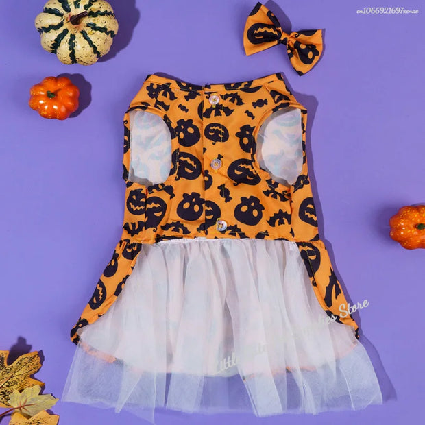 Enchanting Halloween Dog Dress With Bow For Festive Fun