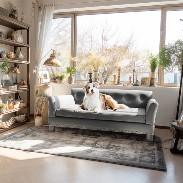 Elevated Dog Bed Sofa Microfiber Leather Cover Luxurious Extra Large Pet Snuggle Lounge Chair with Removable Cushion - My Variety Superstore 25