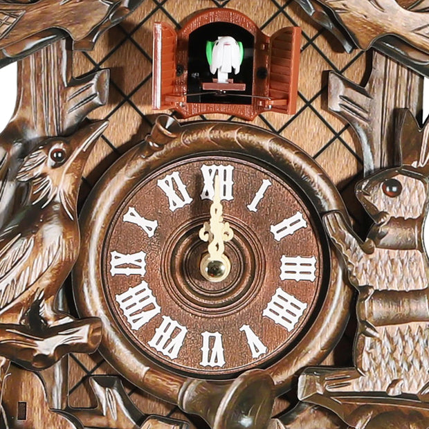 Antique Forest Cuckoo Clock Silent Pendulum Adjustable Sound Deer Rabbit and Bird Design - My Variety Superstore 25