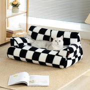 Mewoofun Pet Couch Bed 26×19×13 Inch Washable Cat Beds for Medium Small Dogs Cat up to 25 lbs Fluffy Cat Couch Black White - My Variety Superstore 25