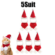 Festive Pet Costume Set Adjustable Santa Hat Scarf Fun