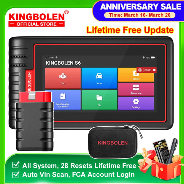 KINGBOLEN S6 OBD Automotive Scanner Bluetooth All System Car Diagnostic Tools 28 Resets IMMO/BMS/TPMS/ABS Bleeding Lifetime Free - My Variety Superstore 25