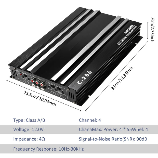 Car Power Amplifier 12V 4 Channel High Power Aluminum Alloy Audio Amplifier - My Variety Superstore 25