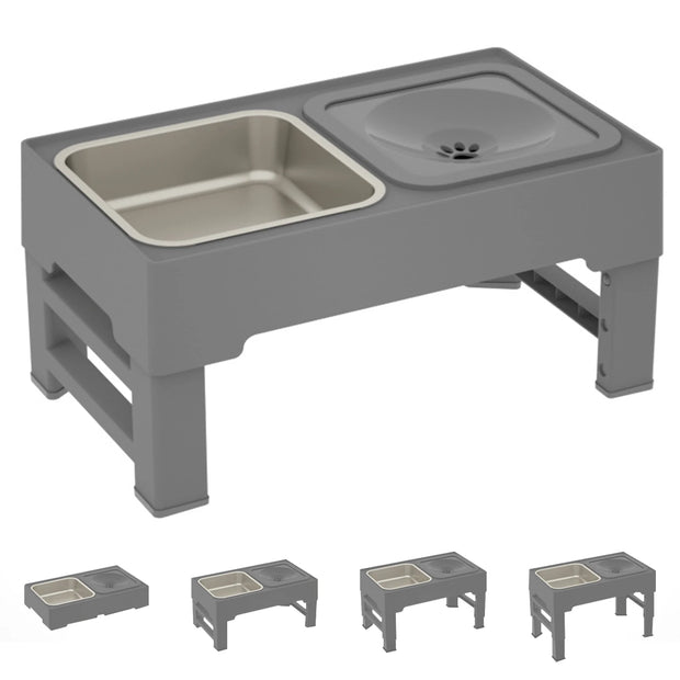 Elevated Dog Food Slow Feeder 4 Adjustable Heights Raised Dog Bowl Stand with Stainless Steel Bowls Anti Slip Dog Water Bowl - My Variety Superstore 25