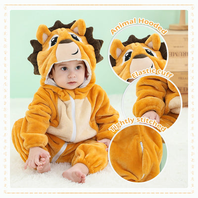 Adorable Dinosaur Baby Romper With Cozy Flannel For Ultimate Warmth