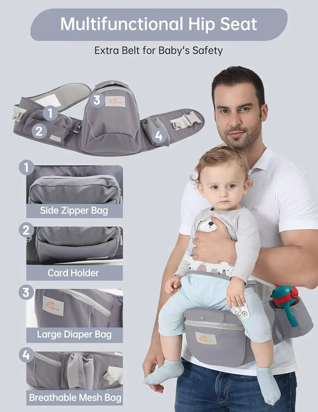 Baby Carrier, Baby Carrier Newborn to Toddler, Toddler Carrier with Hood All Seasons & All Position Baby Hip Carrier - My Variety Superstore 25