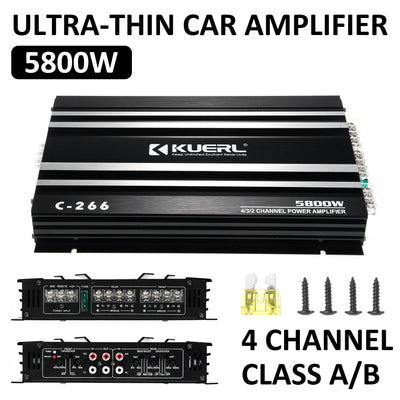 4 Channel Car Audio Amplifier 5800 Watt High Power Ultra Thin Four Way Class A B Amp - My Variety Superstore 25