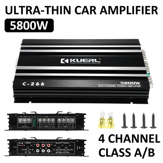 4 Channel Car Audio Amplifier 5800 Watt High Power Ultra Thin Four Way Class A B Amp - My Variety Superstore 25