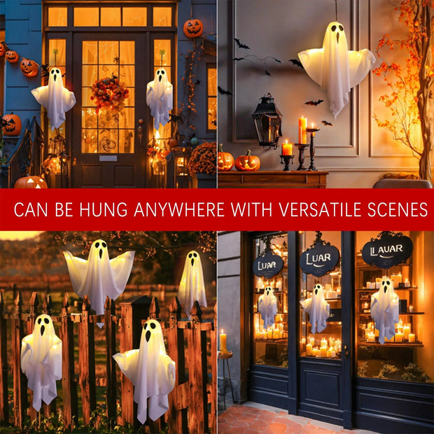 Spooky Light Up Ghost Hanging Decoration Creates Glow