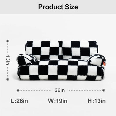 Mewoofun Pet Couch Bed 26×19×13 Inch Washable Cat Beds for Medium Small Dogs Cat up to 25 lbs Fluffy Cat Couch Black White - My Variety Superstore 25