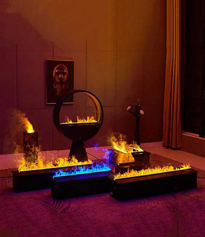 Stunning 3D Atomized Fireplace With Colorful Flame Ambience