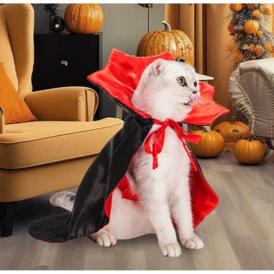 Spooky Vampire Pet Costume Set Satin Cloak For Dress Up Fun