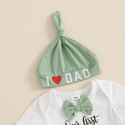 Baby 3-Piece Mother’s Day Outfit Set: Short Sleeve Floral Romper, Ruffle Pants & Headband for Girls