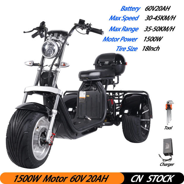 Adult Electric 3 Wheel Scooter 2000W Motor Max Speed 35-45KM/H Max Load 250KG 18 Inch Off road Fat Tire Electric Scooter - My Variety Superstore 25