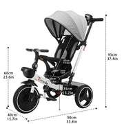 Ubravoo 5-in-1 Baby Tricycle Stroller – Adjustable Canopy, Recline Seat, for Ages 1–5