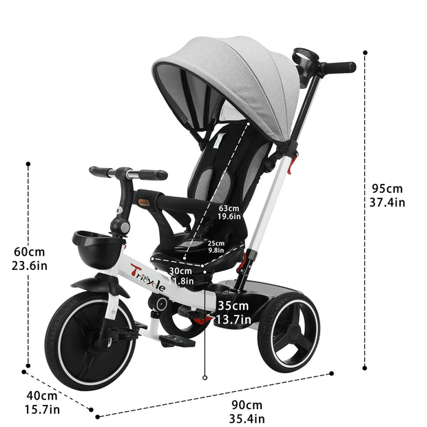 Ubravoo 5-in-1 Baby Tricycle Stroller – Adjustable Canopy, Recline Seat, for Ages 1–5
