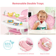 Baby High Chair Foldable  &  2-in-1 with Table Footrest, Detachable Double Tray, Easy to Clean Feeding Detachable Highchair - My Variety Superstore 25
