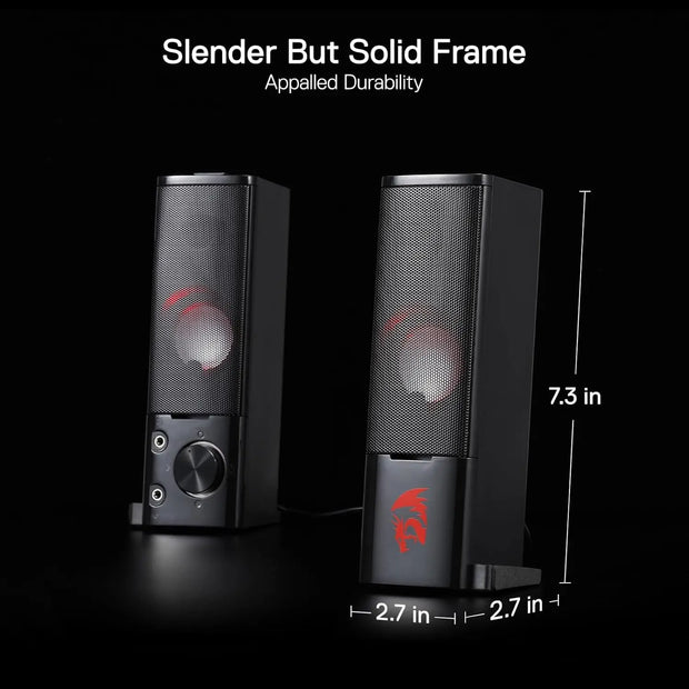 Redragon GS550 PC Gaming Speakers 2.0 Channel Desktop Computer Sound Bar Quality Bass and Decent Red Backlit - My Variety Superstore 25