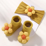 Lovely Baby Headband Socks Set Soft Nylon Floral Comfort