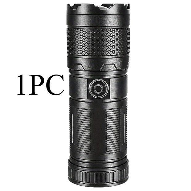 White Laser Ultra Bright LED Flashlight – 9 Modes, Waterproof ABS for Camping & Emergency