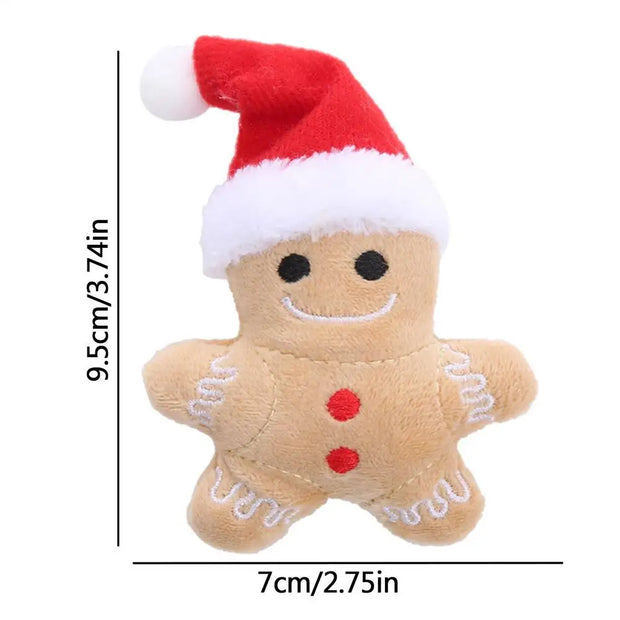 Joyful Gingerbread Plush Catnip Teething Toy for Pets Fun