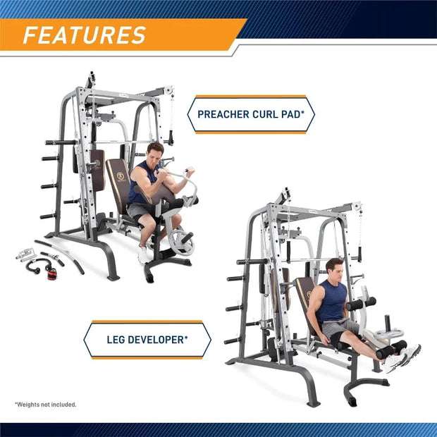Marcy Smith Cage Workout Machine Full Body Strength Training Home Gym Equipment with Leg Developer and Press Bar