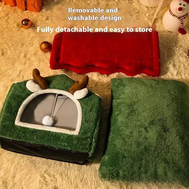 Cozy Fleece Lined Pet House Washable Keeps Warm Year Round