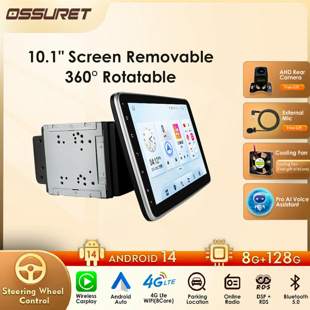 10.1 Inch Octa Core Carplay Car Stereo Universal Double Din Android Radio Rotatable Screen Multimedia Player Video Autoradio Audio RDS DSP - My Variety Superstore 25